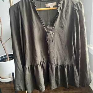 LOFT Ruffle V-Neck Blouse